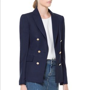 Zara Woman Navy Double Breasted Blazer